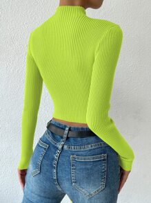 Calvaya Mock Neck Cable Knit Crop Sweater,Long Sleeve Tops