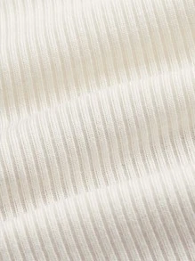 SHEIN MOD Áo thun nữ Bất đối xứng Nút phía trước màu trơn Giải trí - Màu be - Xem 4