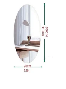 1pc Durable PS Mirror Wall Sticker,Daily Solid Oval Wipeable Room Decorating Creative Sticker For Room Decoration - Silver - View 2