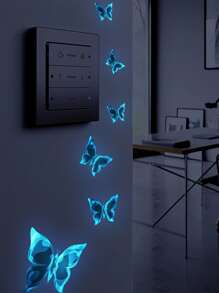 1 件 PVC 墙贴，蝴蝶图案夜光家居墙贴，贴纸，墙贴，乙烯基贴花，家居装饰，春季装饰品让您的家焕然一新，Rama 装饰贴纸 - 藍色 - 查看 1