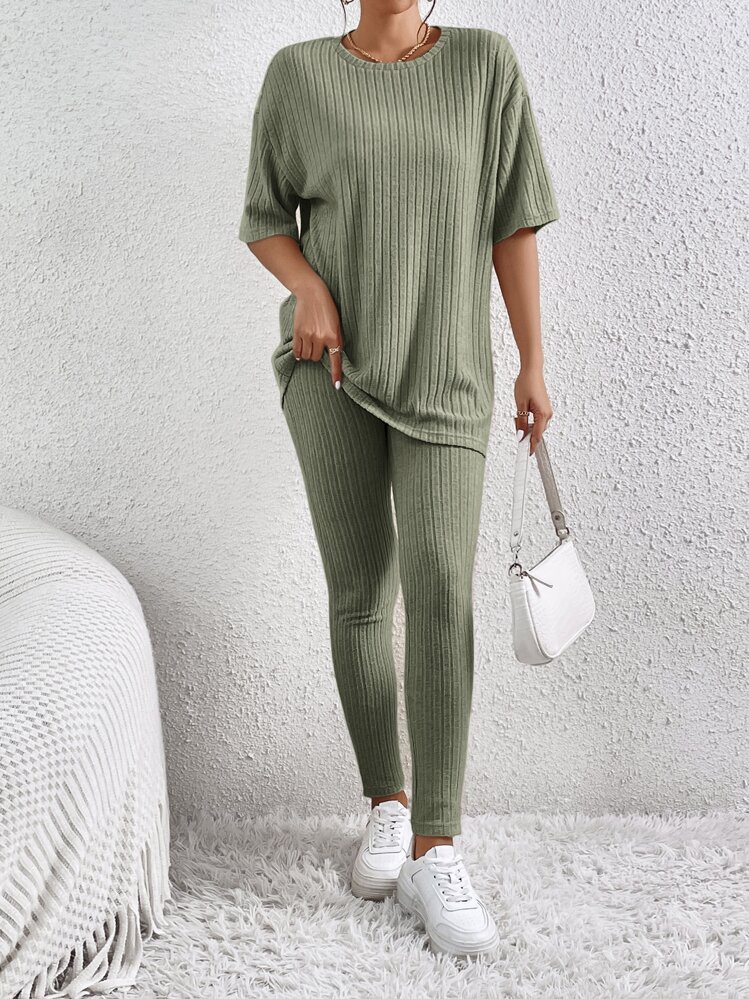 SHEIN Essnce T-shirt & Legging - Vert - Voir 5