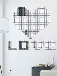 50 piezas/set Espejo cuadrado Pegatina para casa - Plateado - Ver 1