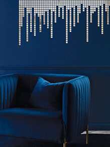 50 piezas/set Espejo cuadrado Pegatina para casa - Plateado - Ver 3