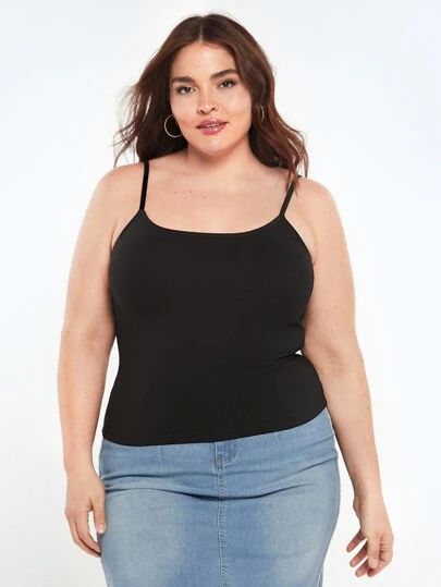 SHEIN BASICS قميص سميك بدون اكمام بعنق دائري للمرأة بحجم كبير