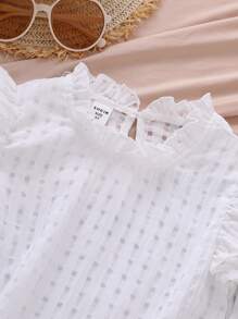 小女童褶邊領蝴蝶袖襯衫 - 白色 - 查看 3