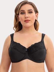 Plus Minimizer Lace Bow Front Underwire Bra