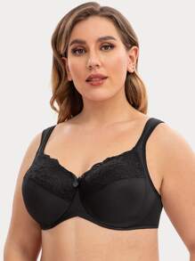 Plus Minimizer Lace Bow Front Underwire Bra