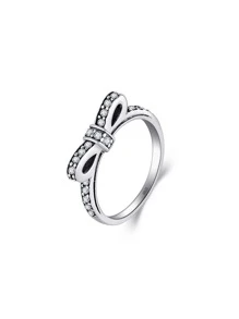 Đính Đá Cubic Zirconia & Nơ Trang Trí Ban Nhạc Cưới Bằng Bạc - Bạc - Xem 1