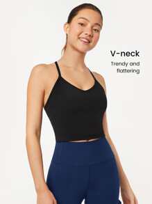 GLOWMODE FeatherFit™ Deep V Y-Back Bra Tank - Black - View 3