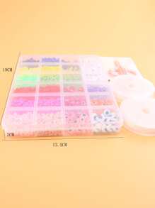 1box 24 Grids (random Color) Soft Ceramic Spacer Beads & Resin Letter Beads Set With 2 Rolls Of Thread & 1 Scissors/tweezers Diy Bracelet Necklace Earrings Phone Chain Jewelry Making Accessories - Multicolor - View 6