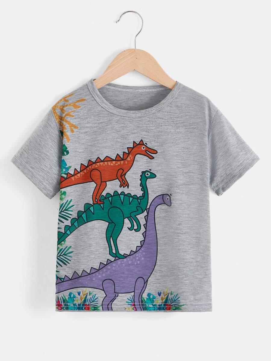 Toddler Boys Dinosaur Print Tee - Grey - View 1