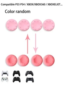 4pcs Analog Joystick Covers Compatible With PS4, ONE, 360, ONE ELITE - Black Dotted Design - Pink - View 5