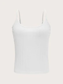 Muchica Top de tirantes tejido de canalé - Blanco - Ver 1