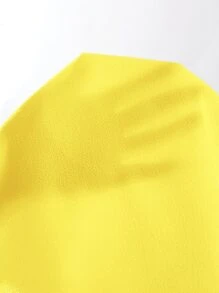 SHEIN Clasi 泡泡袖鏤空細節上衣 - 黃色 - 查看 7