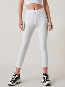 SHEIN BASICS Stevige Elastische taille Capri Leggings