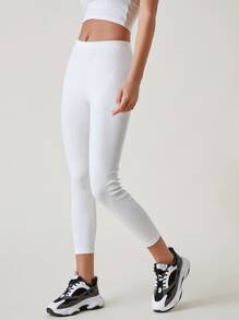 SHEIN BASICS Stevige Elastische taille Capri Leggings
