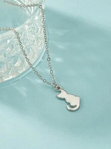 Cat Charm Necklace - Silver - View 3