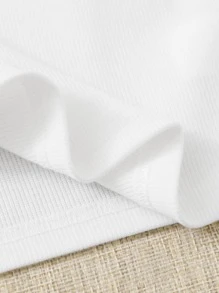 SHEIN EZwear Balletcore Lace Trim Rib-knit Cami Top - White - View 3