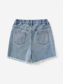 Boys Raw Hem Denim Shorts - Light Wash - View 2