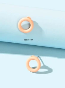 Circle Stud Earrings - Baby Pink - View 3