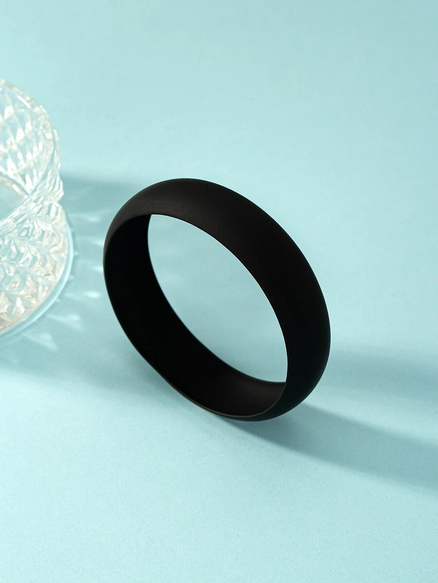 Minimalist Solid Bangle - Black - View 1