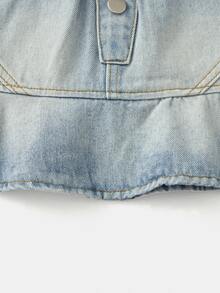 Toddler Girls Washed Ruffle Hem Denim Skirt - Light Wash - View 3