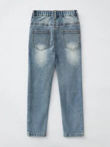 Toddler Boys Ripped Frayed Bleach Wash Jeans - Light Wash - View 2
