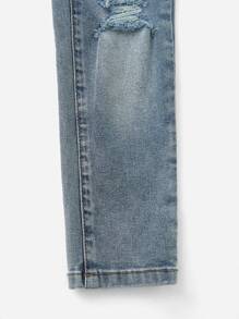 Toddler Boys Ripped Frayed Bleach Wash Jeans - Light Wash - View 3