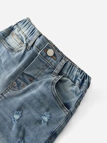 Toddler Boys Ripped Frayed Bleach Wash Jeans - Light Wash - View 4