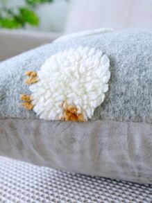 1pc Sheep Pattern Cushion Cover, Modern Flannelette Decorative Throw Pillow Case For Home, All Season - Grey - View 3