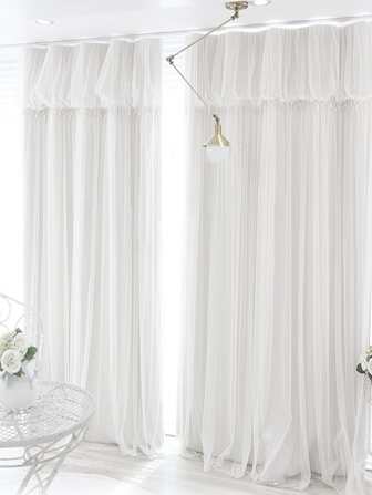 1枚 アメリカンスタイル レース刺繍 遮光カーテン、防塵・遮熱機能付き