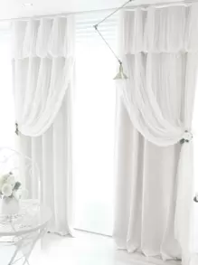1 Pc American Style Lace Embroidered Blackout Window Curtain, Dust-Proof And Heat Insulating