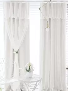 1 Pc American Style Lace Embroidered Blackout Window Curtain, Dust-Proof And Heat Insulating