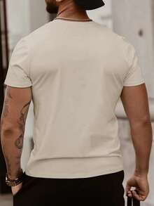 NITAGUT Tops Nam Nhiệt đới Slogan Giải trí - Màu be - Xem 2