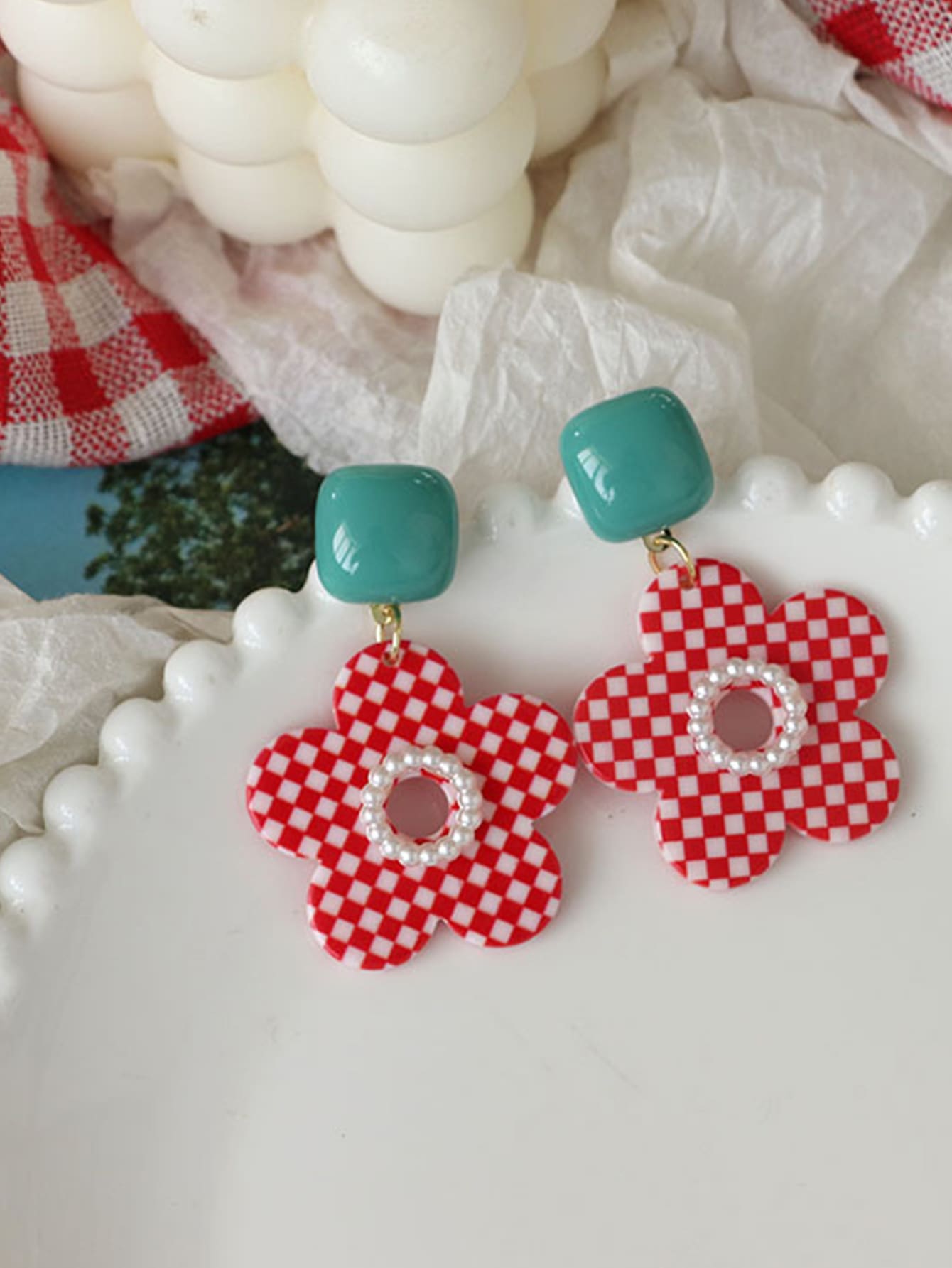 Bông tai hoa văn kẻ sọc - Nhiều màu - Xem 1