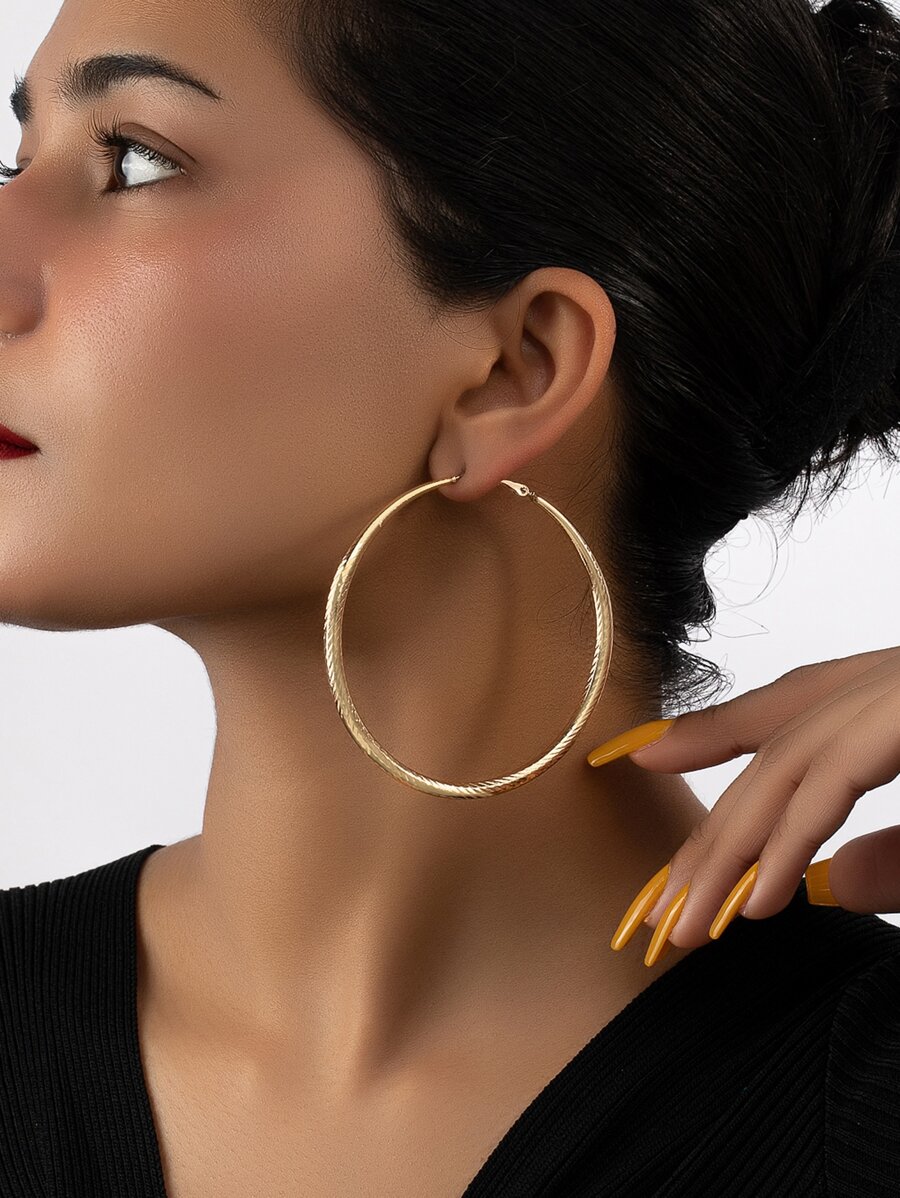 2入組度假風格簡約復古訂婚禮物耳環 - 金黃色 - 查看 1