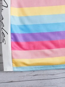 SHEIN Girls Letter Graphic Striped Colourblock Tank Dress - Multicolor - View 3