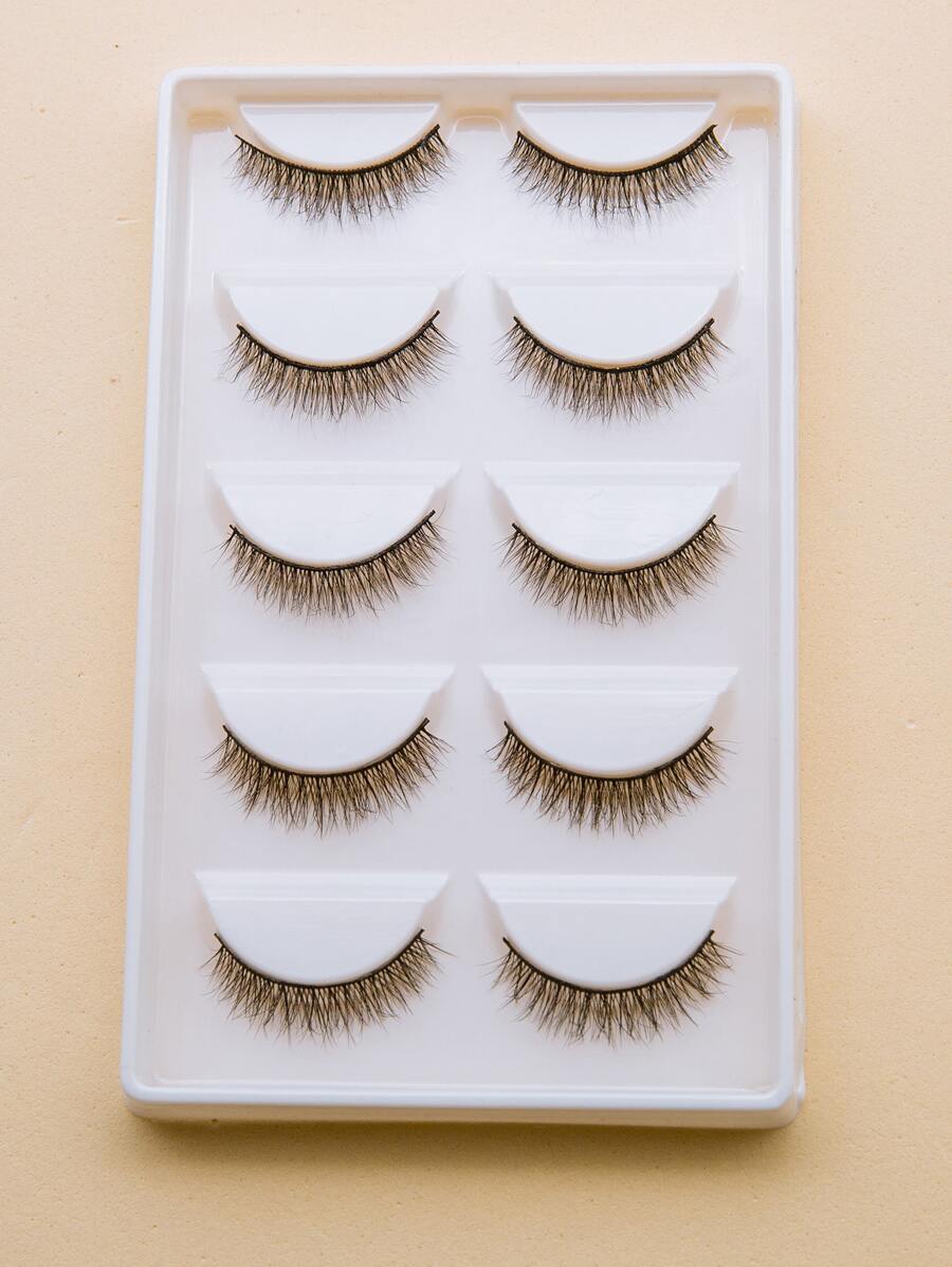 5pairs Full false lashes Volumized Eyelashes Natural Long False Eyelashes - Black - View 1