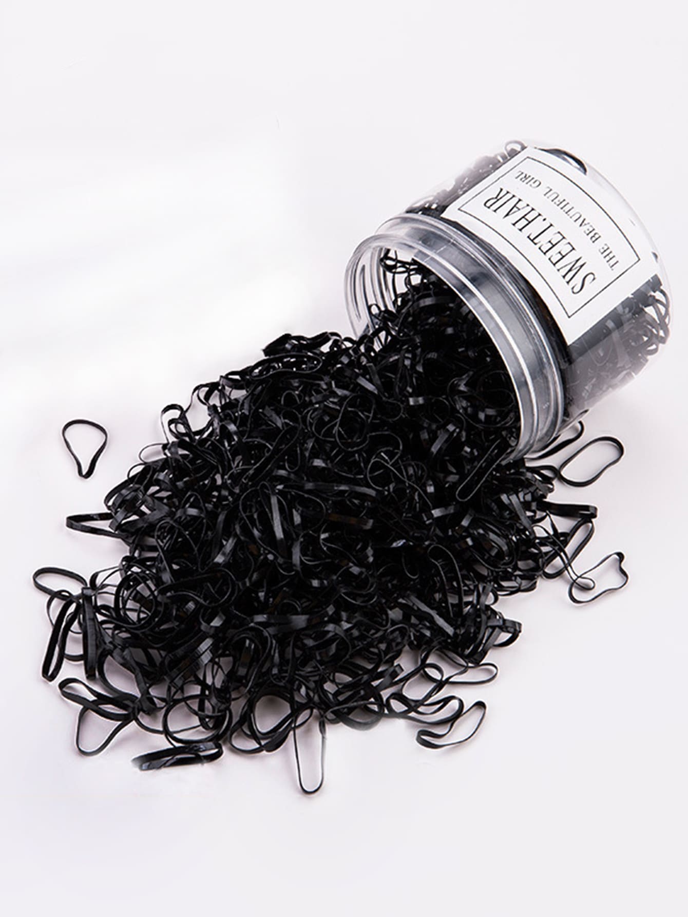 500入組素色髮圈 - 黑色 - 查看 1