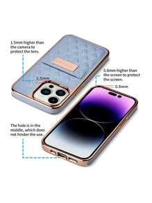 Onegif Electroplated Side Sticking Faux Leather Card Slot Rhombus Pattern Phone Case Compatible With IPhone