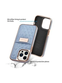 Onegif Electroplated Side Sticking Faux Leather Card Slot Rhombus Pattern Phone Case Compatible With IPhone