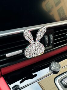 1 Gói Kim Cương Giả Hoạt Hình Thỏ Thiết Kế Lỗ Thông Khí Ô Tô Vật Trang Trí - trắng - Xem 3