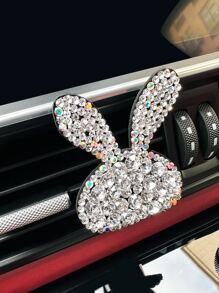 1 Gói Kim Cương Giả Hoạt Hình Thỏ Thiết Kế Lỗ Thông Khí Ô Tô Vật Trang Trí - trắng - Xem 5