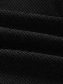 SHEIN EZwear 夏季裝搭實色肋編短款上衣 - 黑色 - 查看 5