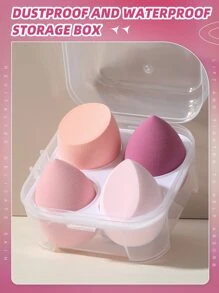 4 件装化妆海绵+储物桶，适用于霜状和粉状遮瑕膏、散粉化妆涂抹器 - 彩色 - 查看 6