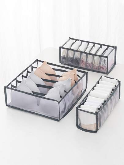 WHICHLIFE 1pc Multi-grid Underwear Storage Box, Simple Mesh Polyamide Underwear Storage Box For Living Room