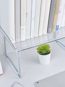 1pc Clear Desk Storage Rack, Minimalist PMMA Foldable Storage Holder For Kitchen - Clear - View 3