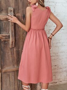 Breezaya Tie Shoulder Ruffle Hem Dress - Pink - View 2
