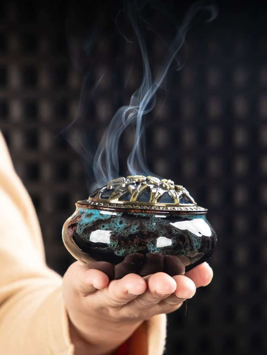 1 Lư Hương Sứ Sáng Tạo Rỗng Ra Hương Giá Đỡ - Nhiều màu - Xem 1