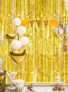 2入組1x2m派對裝飾雨絲窗簾,背景裝飾窗簾,雨絲布簾,門簾 - 金色 - 查看 3